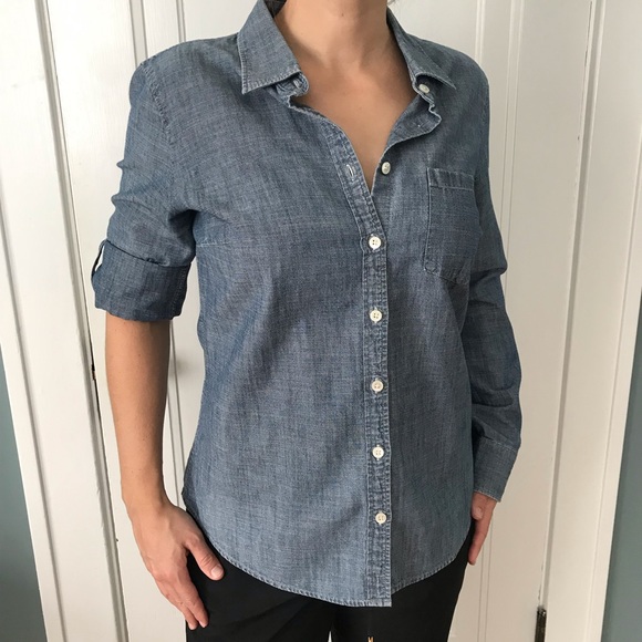 J. Crew Factory Tops - J.Crew Factory Chambray Perfect Shirt